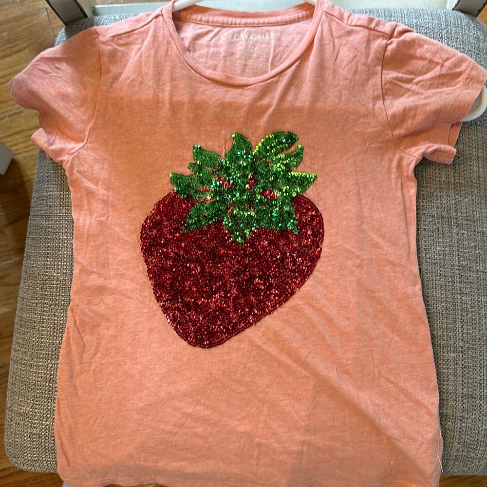Crewcuts strawberry sequin shirt size 6-7